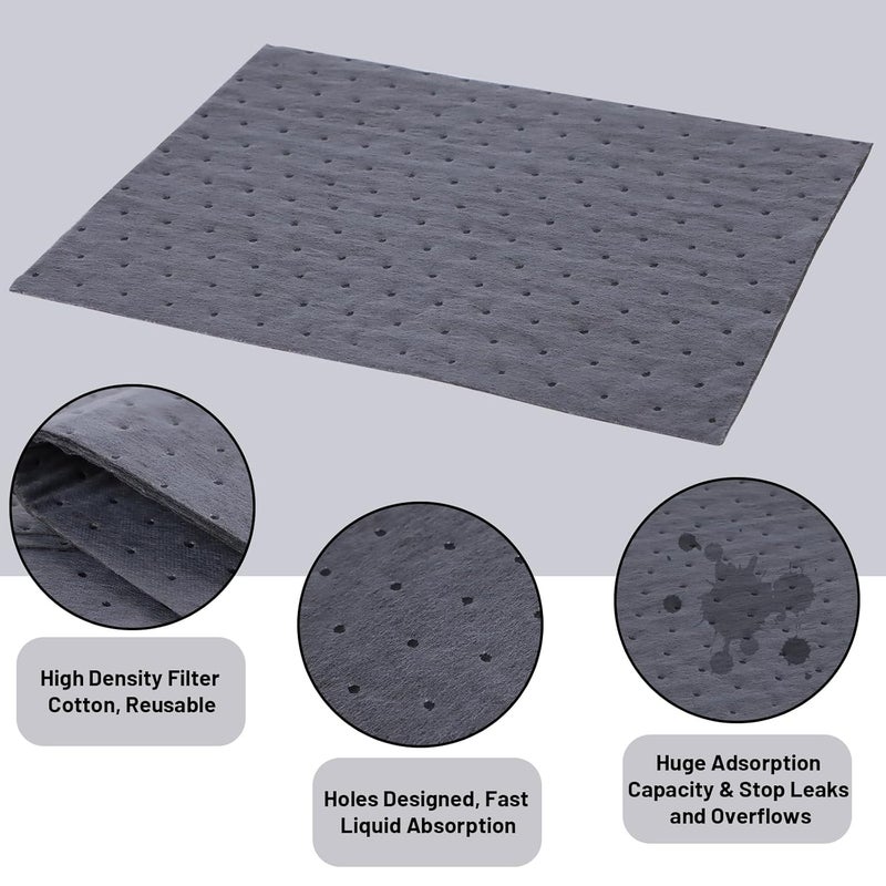 SDS 100 PCS Oil Absorbent Pads - 13"x10" Super Oil Spill Mats for Garage, Workshop & Kitchen - Soaks Up Oil, Grease, Coolant Fast - Reusable & Tear-Resistant (Gray) - Image 3
